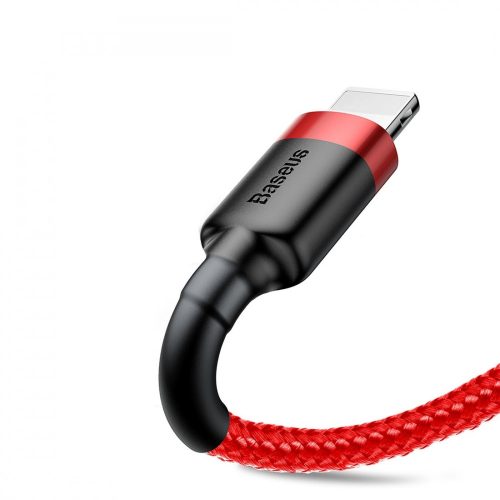 Cablu Apple premium Baseus - 0.5 metru, încărcare de 2,4 amp, capac cu margele - roșu