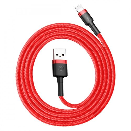 Cablu Apple premium Baseus - 1 metru, încărcare de 2,4 amp, capac cu margele - roșu