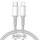 Cablu Baseus premium Type-C - la Lightning (Apple) - 1 metru, încărcare 20W, capac kevlar - alb