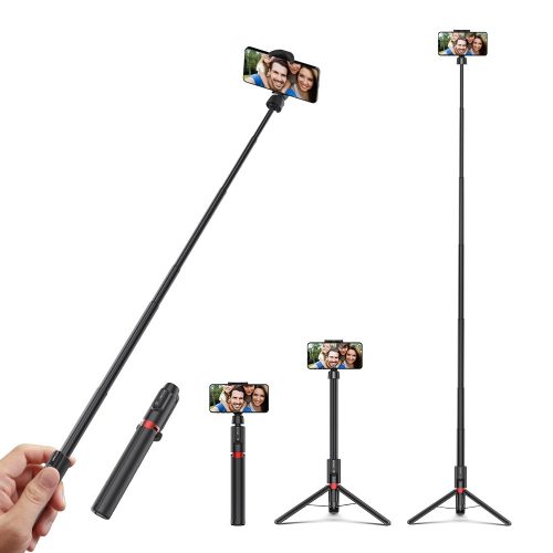 Selfie stick, tripod + lungime suplimentară - BlitzWolf® BW-BS10 Plus 1300 mm lungime, cu suport extensibil, picioare ascunse, telecomandă detașabilă