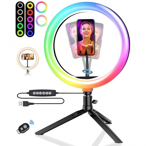 Iluminare Selfie Ring / Hoop - Blitzwolf BW -SL5, telecomandă + culori variabile și temperatura culorii