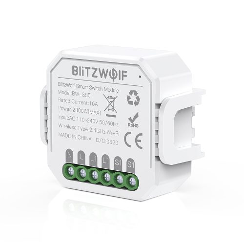 Blitzwolf® BW-SS5 - Controler SMART cu 2 căi - Control aplicație, sincronizare, comandă vocală. Integrare Amazon Echo, Google Home și IFTTT
