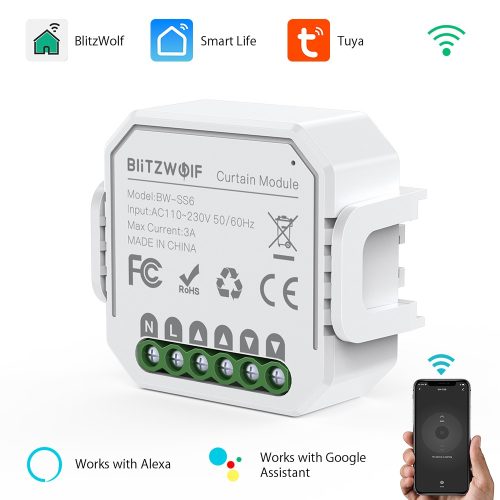 Blitzwolf® BW-SS6 Wifis Smart SMART Shutter / Curtain Controller - Controlul aplicației, sincronizarea, instrucțiuni vocale. Integrare Amazon Echo, Google Home și IFTTT
