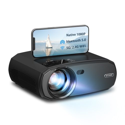 Proiector Home Cinema BlitzWolf® BW-VP13 - 1080P, 6000 lumeni, WiFi 2.4G / 5G, bluetooth V5.0, ecran turnat, corecție keystone, difuzor încorporat