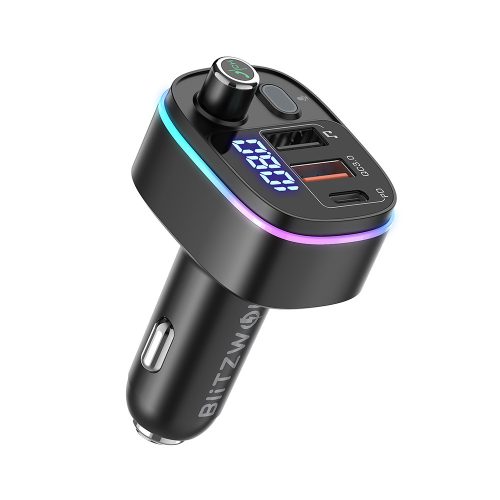 BlitzWolf® BW-BC2 - Încărcător USB auto pentru brichete și emițător FM