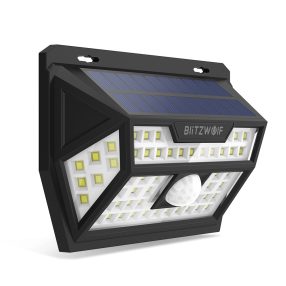   Lampa solara exterioara - BlitzWolf BW-OLT1 cu detector de miscare, rezistent la apa IP64