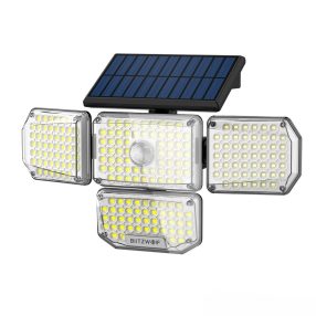   Lampă solară de exterior BlitzWolf BW-OLT6 - 4 panouri de iluminat, senzor de mișcare, rezistență la apă IP65