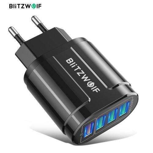 BlitzWolf® BK-385 - 4 porturi USB-A, încărcător rapid de perete de 48 W - pentru încărcarea rapidă a telefoanelor Android și Apple