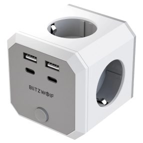   BlitzWolf® BW-EC2 - Încărcător și splitter USB montat pe perete: 4x 230V + 2xUSB-A și 2x porturi de încărcare USB-C