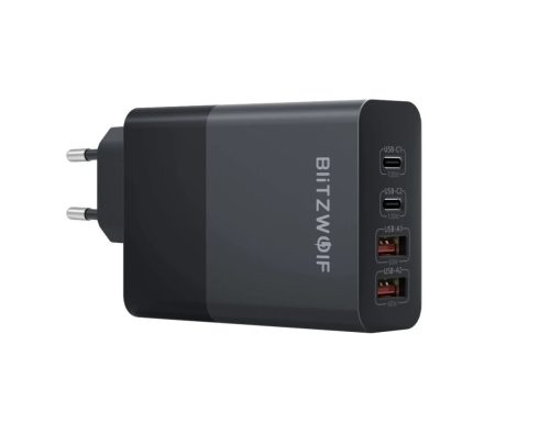 BlitzWolf® BW-S29 - Încărcător rapid GaN Tech de 120 W - USB cu 4 porturi (2x USB Type-C + 2x USB-A) pentru Apple/Android/Windows