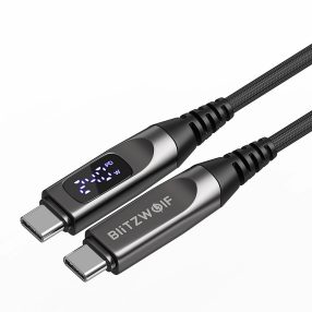   Cablu USB de Type-C la Type-C - BlitzWolf® BW-TC25 - 1,2 metri lungime, afișaj LED, putere de încărcare PD3.1 de 240W