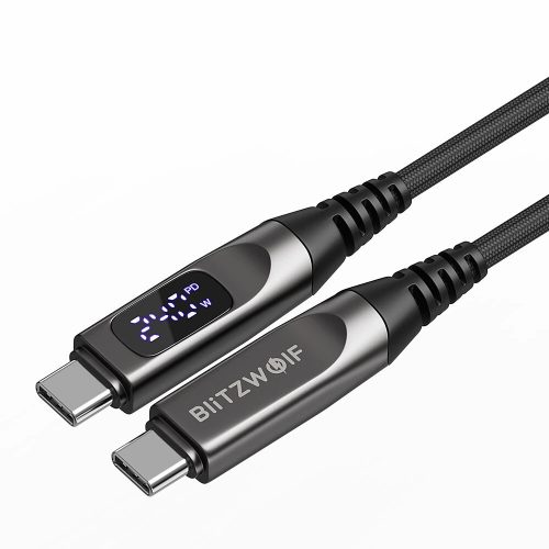 Cablu USB de Type-C la Type-C - BlitzWolf® BW-TC25 - 1,2 metri lungime, afișaj LED, putere de încărcare PD3.1 de 240W