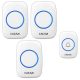 CACAZI-A10 - set de sonerie wireless - 3 unități interioare + 1 unitate exterioară - rază de acțiune 300 de metri, volum și melodie variabile