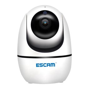   ESCAM PVR008 - Cameră dom de securitate IP Smart WiFi pentru interior: detectarea mișcării umane AI, 1080P, vedere pe timp de noapte, audio bidirecțional