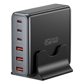   ESSAGER® DK-3C3A-85W -Încărcător rapid USB de birou de 85 wați - 6 porturi (3x Type-C + 3x USB-A) pentru Android, Apple și Windows