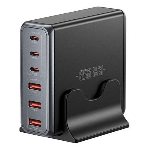 ESSAGER® DK-3C3A-85W -Încărcător rapid USB de birou de 85 wați - 6 porturi (3x Type-C + 3x USB-A) pentru Android, Apple și Windows