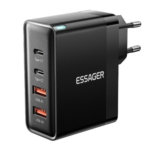 ESSAGER® ES-CD37 - Încărcător de perete USB de 100 wați - 4 porturi (2x Tip C + 2x USB-A) pentru Android, Apple și Windows
