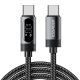 ESSAGER ES-X64 - 1 metri, Type-C - Type-C USB cablu . Afișaj digital, încărcare 100W, husă din material perlat