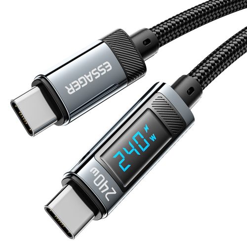 ESSAGER ES-X47 - 1 metri, Type-C - Type-C USB cablu . Afișaj digital, încărcare 240W, husă din material perlat