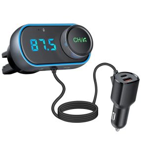   HiGi® T78 - brichetă transmițător FM MP3 player + încărcător rapid USB (30W)