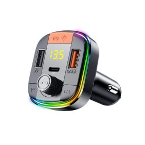   HiGi® - Brichetă T832 Transmițător FM și încărcător rapid USB pentru mașină: 1x USB Type-C + 1x USB-A