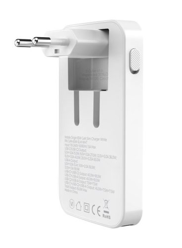 Încărcător subțire Mobile Origin® GaN III 65W - încărcător de perete GaN 65W, 1xUSB-A + 2xUSB-C