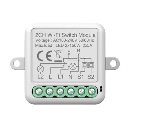 RSH® SB02 WiFi - Comutator SMART cu 2 direcție - Control aplicație, sincronizare, instrucțiuni vocale. Integrare Amazon Echo, Google Home și IFTTT