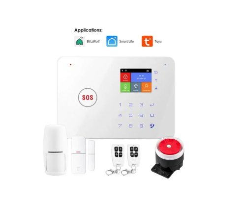 Kit de alarmă de securitate RSH® SK03 Smart Home cu control APP - conexiune GSM + WiFi, baterie, senzor 2 buc, telecomandă