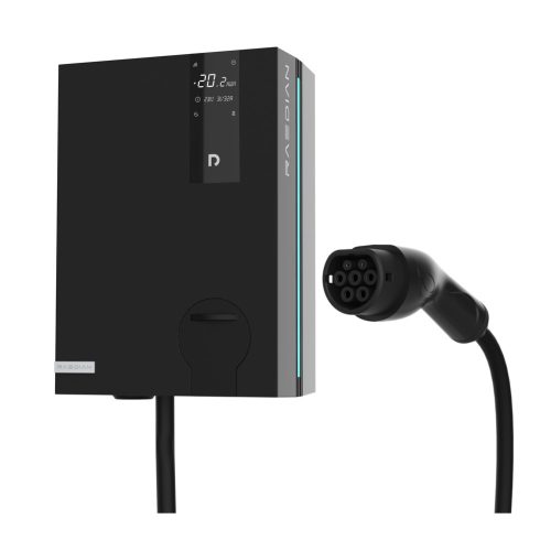 Raedian NEO 7kW AC Wallbox - încărcător electric de perete auto | 7kW - 1x32A | Cablu tip 2 | Aplicație și control RFID - Negru