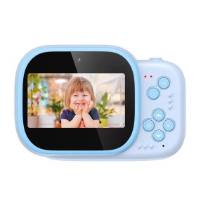   Searysky CM-01 - cameră pentru copii și imprimantă instantanee într-una: afișaj mare, 1080P, filtre etc. - albastru