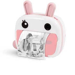   SearySky KX-06AP - Cameră pentru copii și imprimantă instantanee într-una. Rezoluție 1080P, afișaj mare - roz