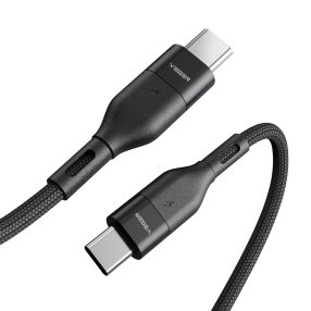   Veger CC01 - 60W USB Type-C - Cablu USB Type-C - 120 cm, încărcare 60W, capac din pânză perla - negru