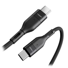   Veger CC02 - 100W USB Type-C - Cablu USB Type-C - 150 cm, încărcare 100W, capac din pânză perla - negru