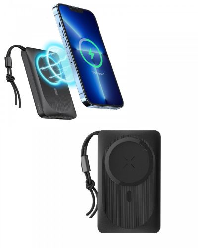 Veger MagOn - Power Bank magnetic fără fir - 10000mAh, încărcați 3 dispozitive simultan, dimensiune și greutate compacte - negru