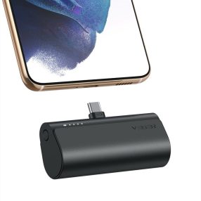   Veger PlugOn Type-C - Power Bank de 5000 mAh cu conector USB Type-C încorporat, 1x putere de încărcare 20W / PD3.0
