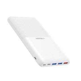   Power bank Veger S22 - capacitate 20000mAh, design ultra-subțire și anti-alunecare, încărcare simultană a 4 dispozitive, indicator LED de încărcare - alb