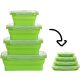 Set cutie de depozitare alimente din silicon pliabil, fără BPA - 4 buc, pliabil - Verde